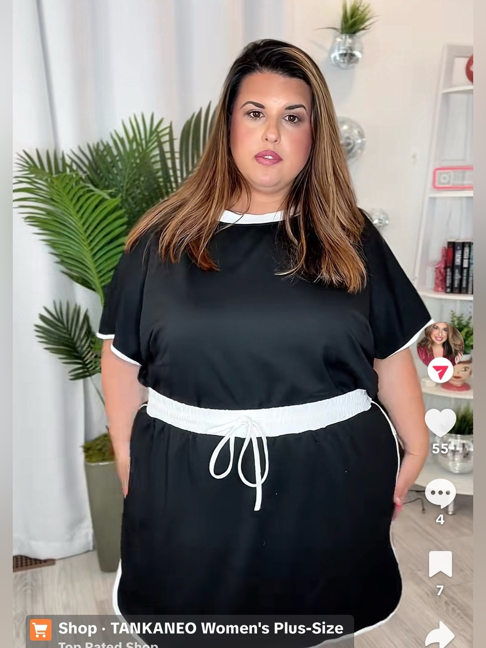 Plus-Size Black and White Skort Set